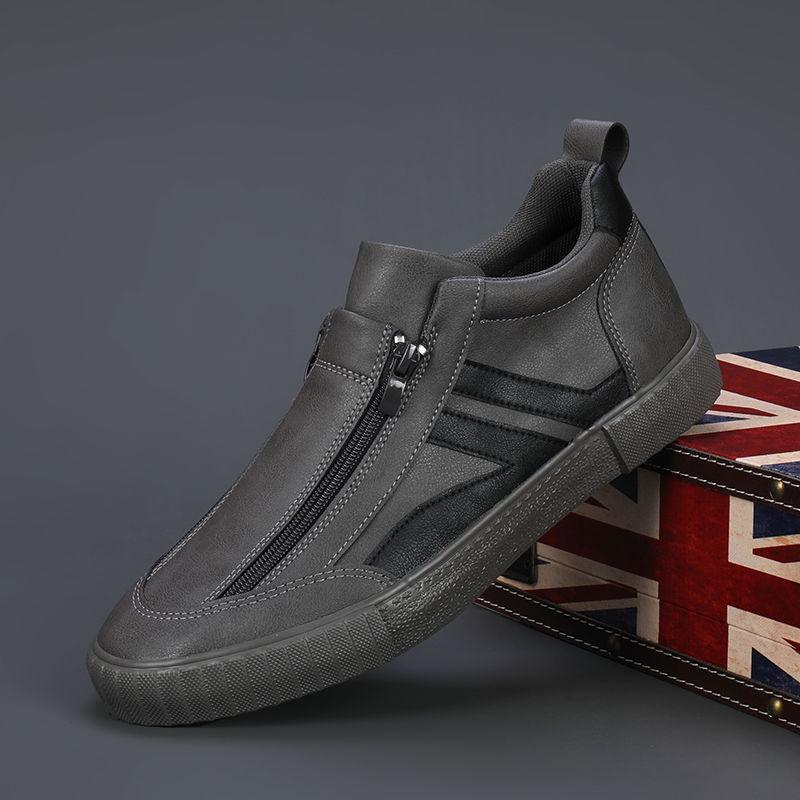 Fashion new leather men's zipper shoes