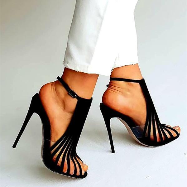 Women Sexy Thin Strap Combination Stiletto Heels