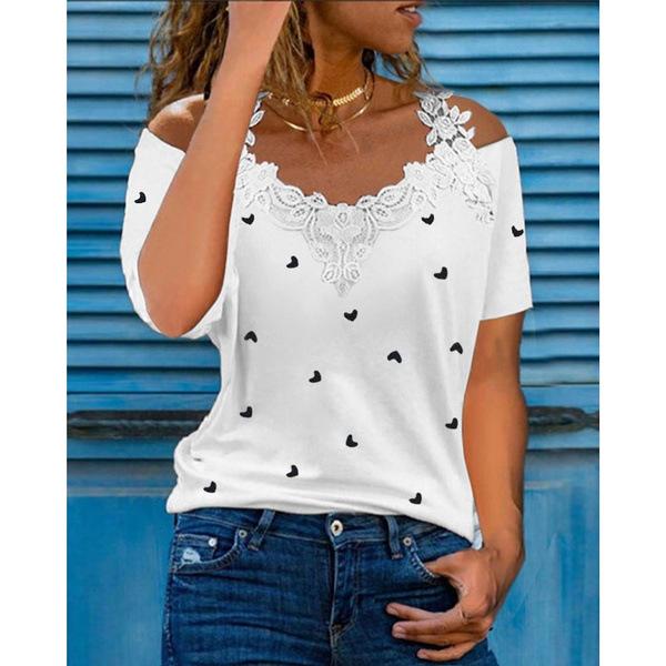 Lace Lovely Heart Print Top