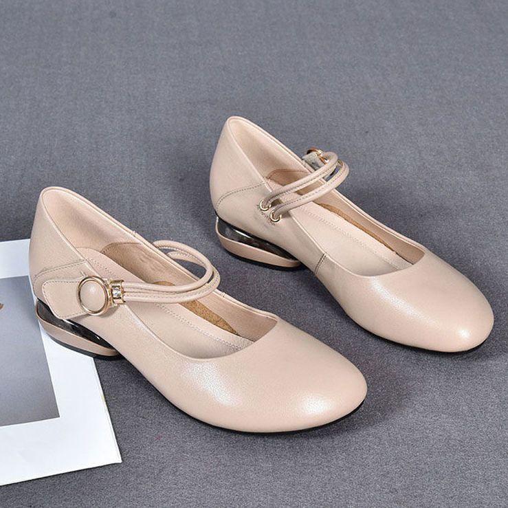 Solid Color Casual Leather Flat Shoes