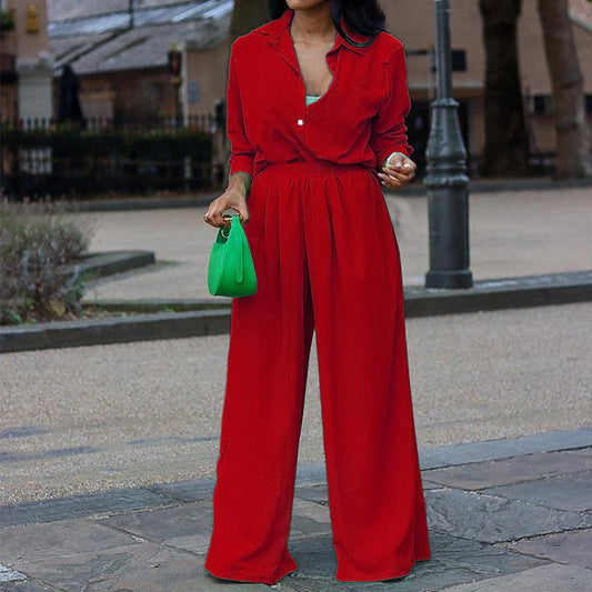 Solid Color Fashion Two Piece Set
