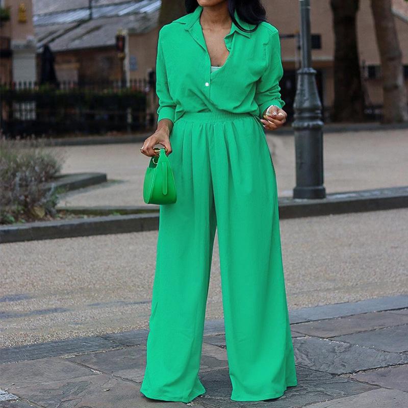 Solid Color Fashion Two Piece Set