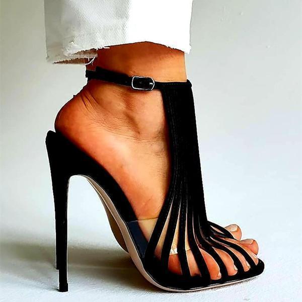 Women Sexy Thin Strap Combination Stiletto Heels
