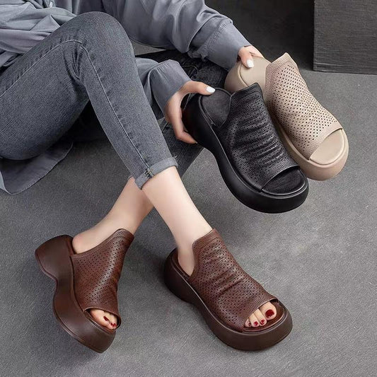 Italian handmade leather casual slippers