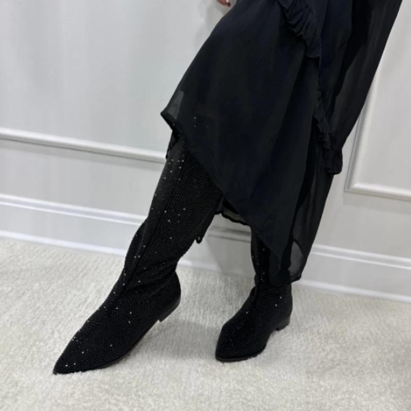 (Big Deals💥)Black party shiny versatile casual boots